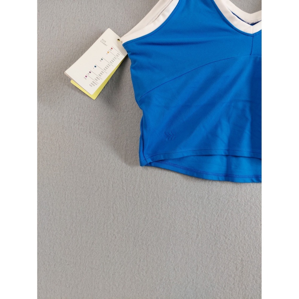 All In Motion Women‎ Sport Bra XS Blue V Neck White Trim Varsity Light Support - Picture 4 of 15